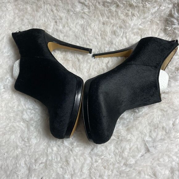 Nine West leather Calf hair black ankle platform heel boots side zipper size8M - Picture 6 of 11